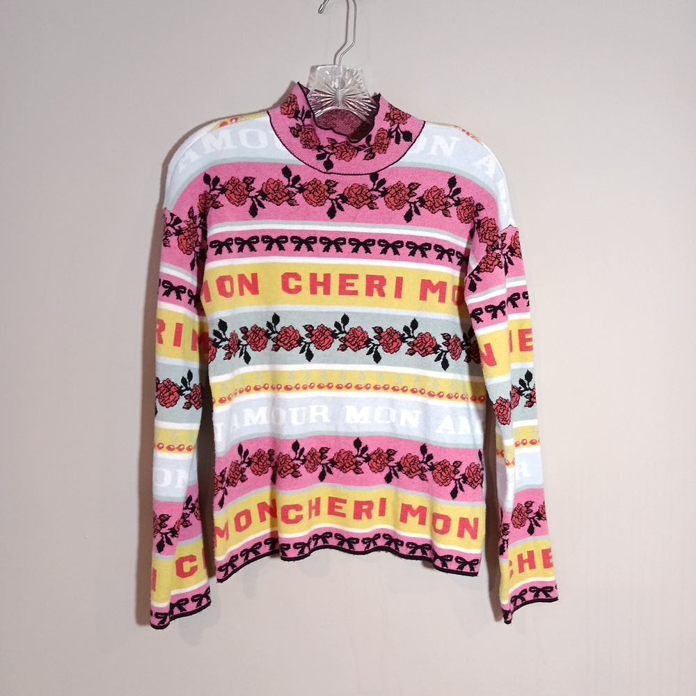 Maeve Fanciful Mon Cheri Mock Neck Sweater Size XS